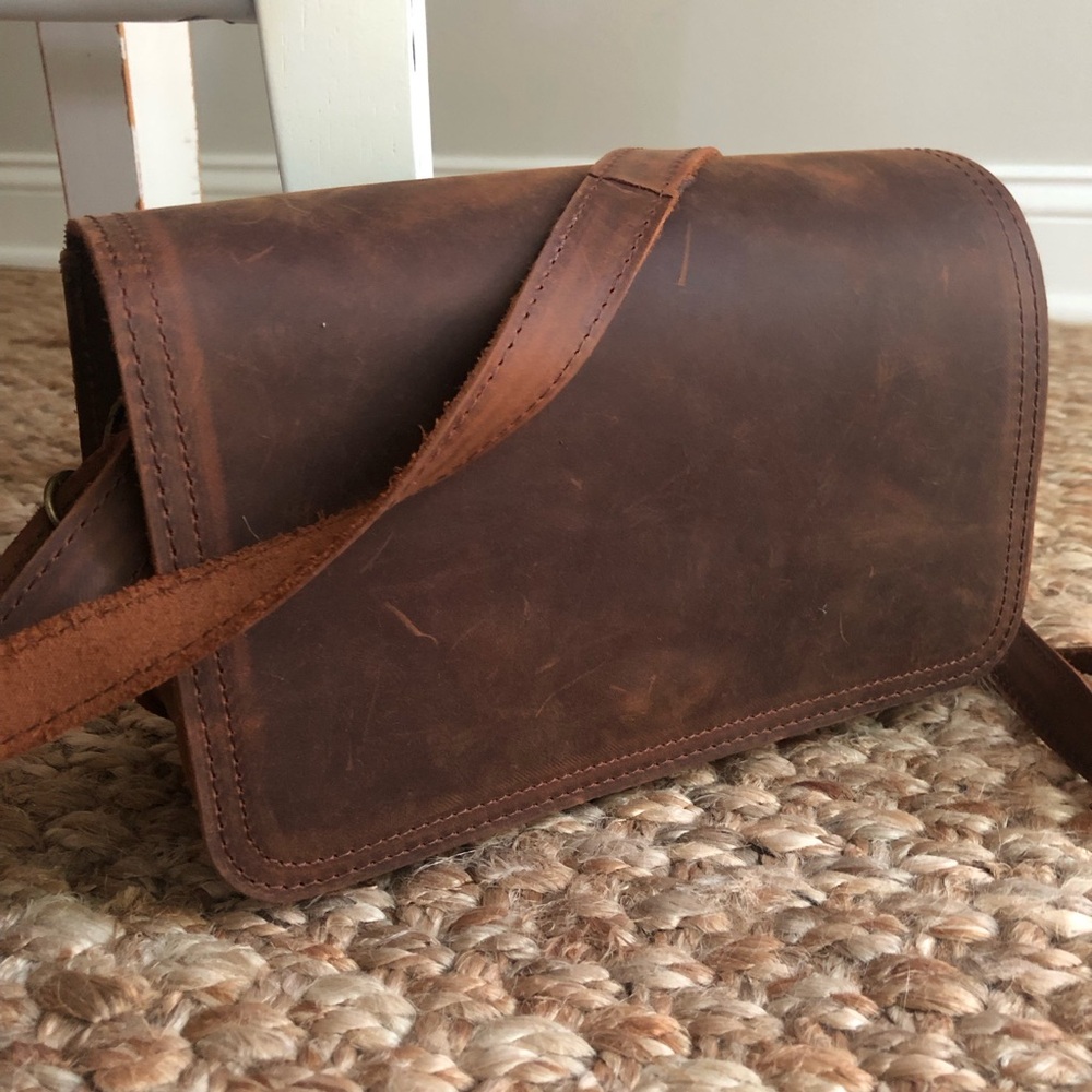Anthropologie Brown Leather Crossbody Bag - Picture 2 of 12